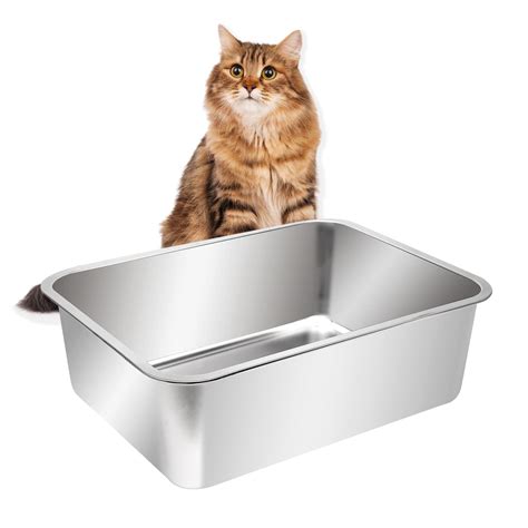 large stainless steel litter box|stainless steel kitty litter pan.